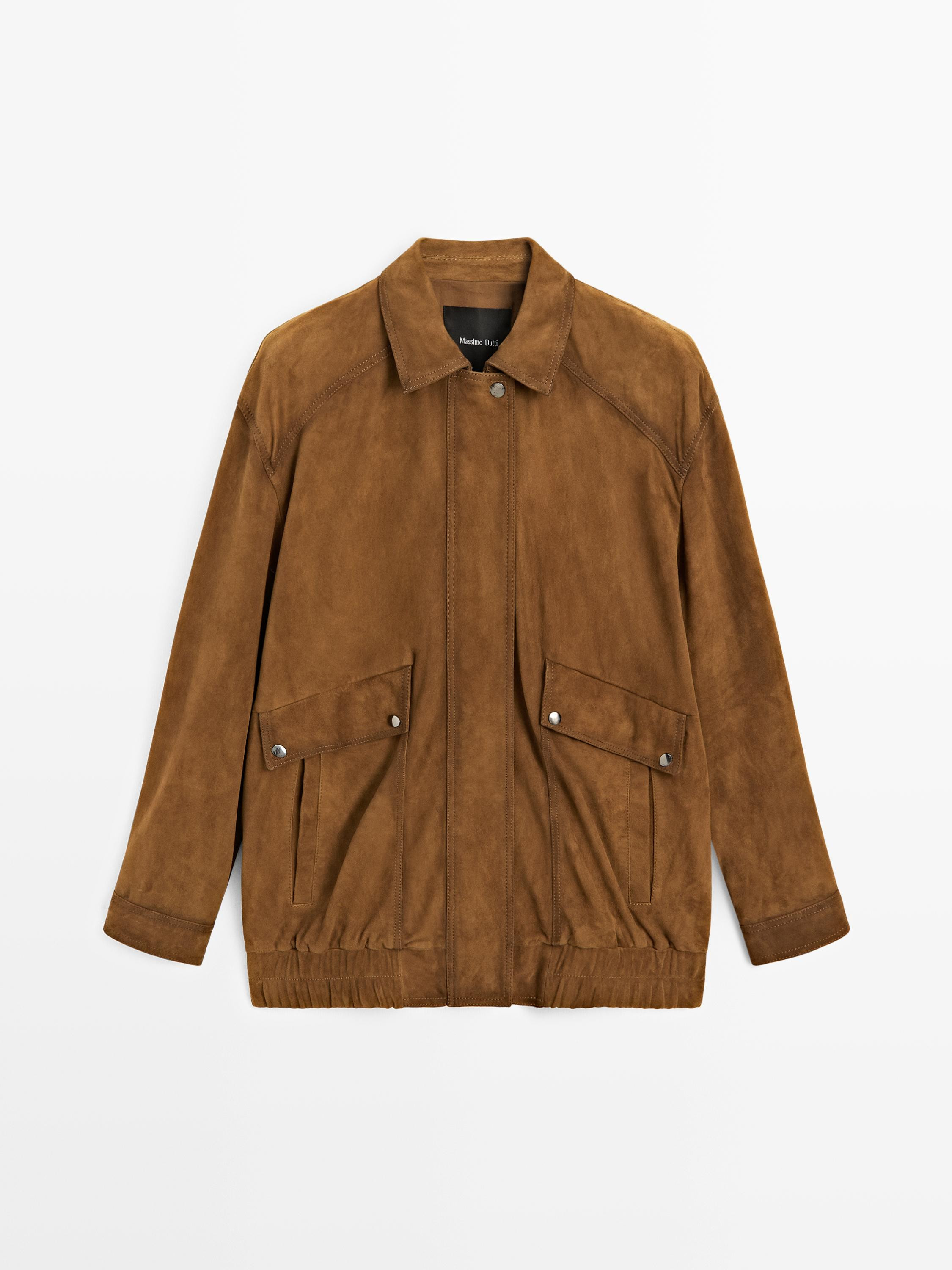 Bomberjacke aus Wildleder mit Taschen | Massimo Dutti DE