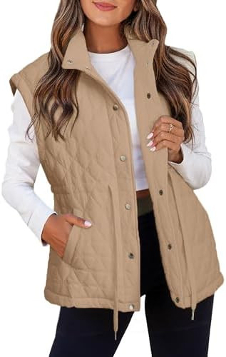 Glamaker Womens Lightweight Puffer Vest Casual Loose Sleeveless Quilted Jackets Hight Waist Draws... | Amazon (US)