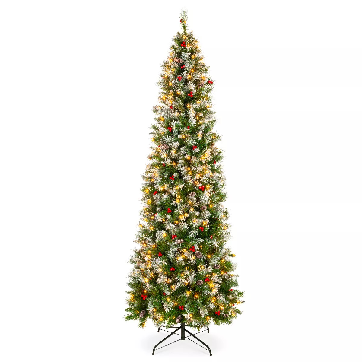 Best Choice Products 12ft Pre-Lit Pencil Christmas Tree, Pre-Decorated, Frosted w/ 1,818 Flocked ... | Target