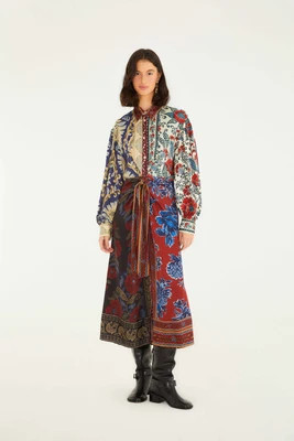Mixed Navy Winter Lenzing Ecovero Viscose Midi Dress, NAVY WINTER MIX / M | FarmRio (US)