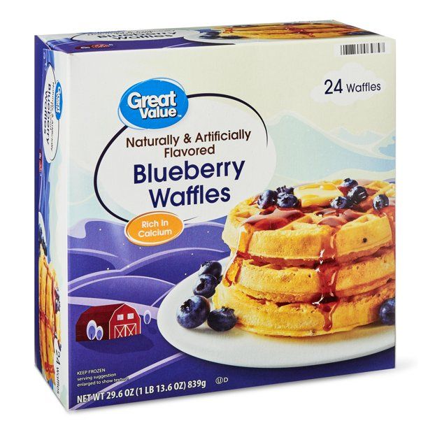 Great Value Blueberry Waffles, 29.6 Oz, 24 Ct (Frozen) - Walmart.com | Walmart (US)