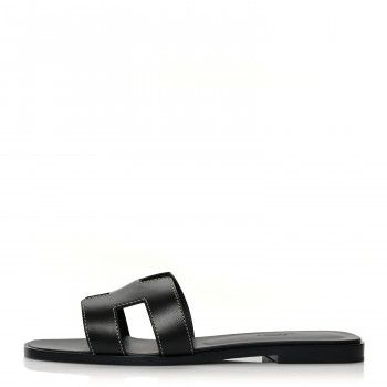 Box Calfskin Oran Sandals 38 Black | FASHIONPHILE (US)