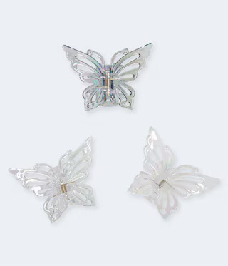 Large Iridescent Butterfly Claw Hair Clip 3-Pack | Aeropostale