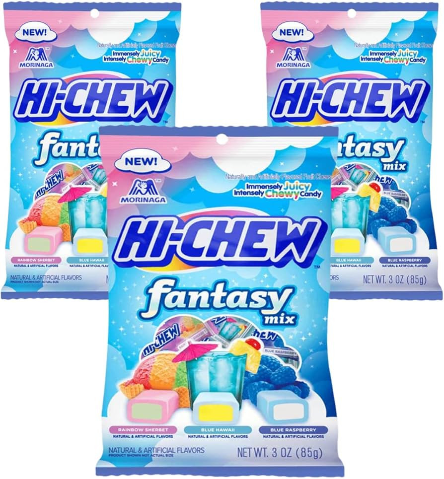 Hi Chew Candy Fantasy Mix - Rainbow Sherbet, Blue Hawaii, and Blue Raspberry Flavors, Fruity Chew... | Amazon (US)