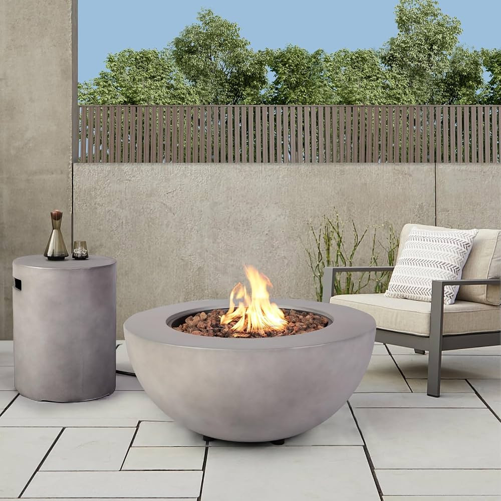 2-Piece Outdoor Propane Fire Pit Table Set w/Tank Cover Table, 31.5-inch 50,000 BTU CSA Certifica... | Amazon (US)