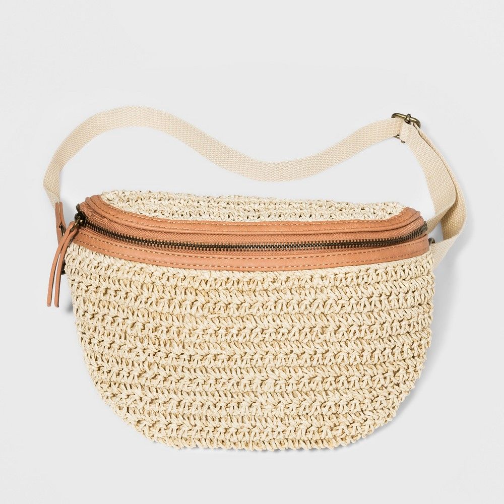 Women's Straw Fanny Pack - Universal Thread Natural, Size: Small, White | Target