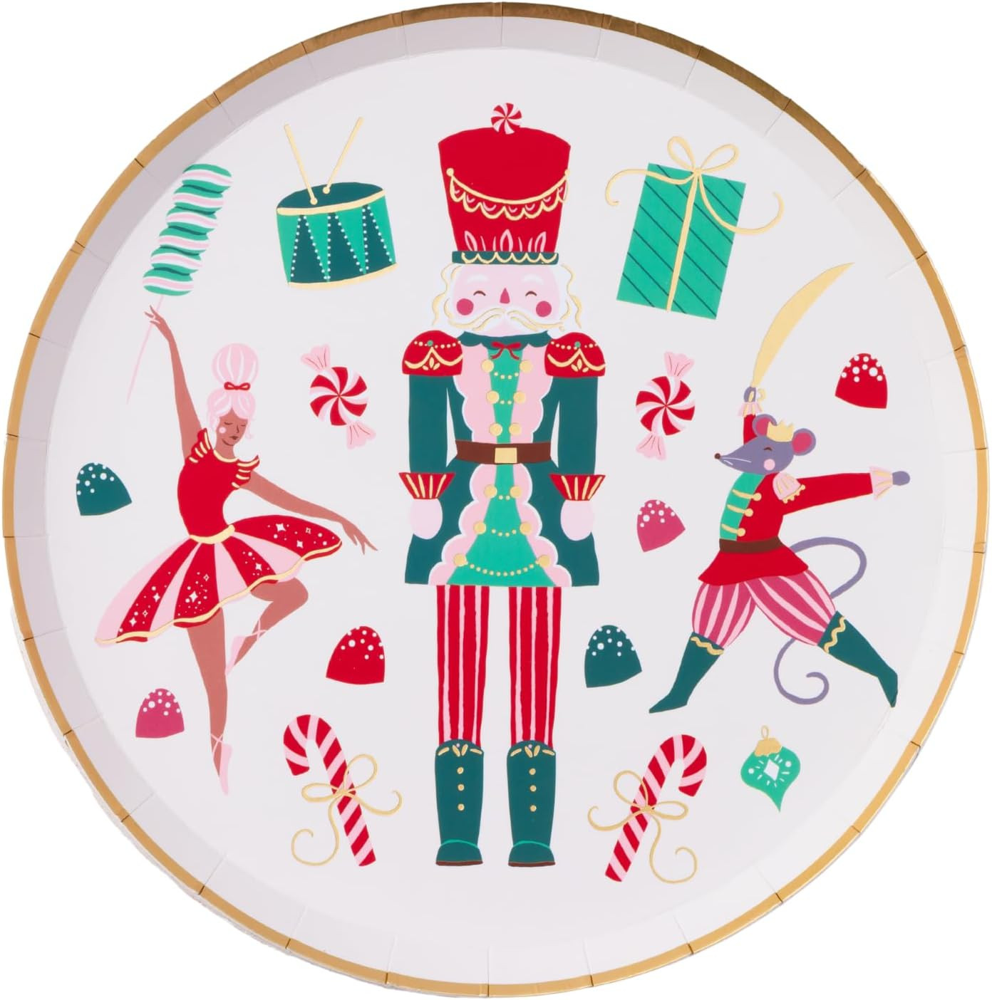 Bonjour Fete Whimsical - Platos de postre de papel para fiesta de cascanueces | Desechables | Suministros para fiestas de primera calidad | Celebraciones de Navidad, fiestas navideñas, recitales de | Amazon (US)