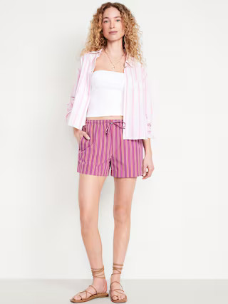 High-Waisted Poplin Pull-On Shorts -- 3.5-inch inseam | Old Navy | Old Navy (US)