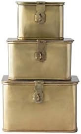 Creative Co-Op Square Decorative Metal Boxes with Gold Finish (Set of 3 Sizes) | Amazon (US)