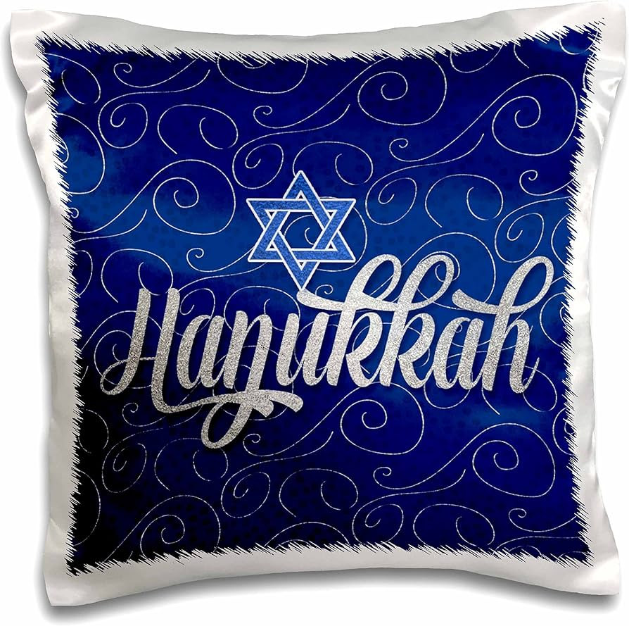 3D Rose Star of David with Silver and Blue Hanukkah Word Art Pillow Case, 16" x 16" | Amazon (US)