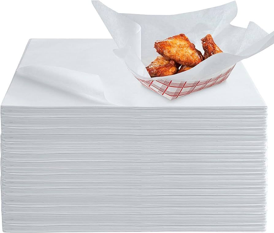 (250 Count) 12x12 White Wax Paper Sheets for Food, Basket Liners, Sandwich Wrap Squares, Burger W... | Amazon (US)