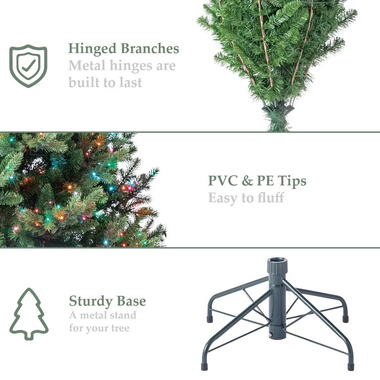 My Texas House 6.5' Grand Spruce Prelit Green Artificial Christmas Tree with LumaDazzle Color-Cha... | Walmart (US)