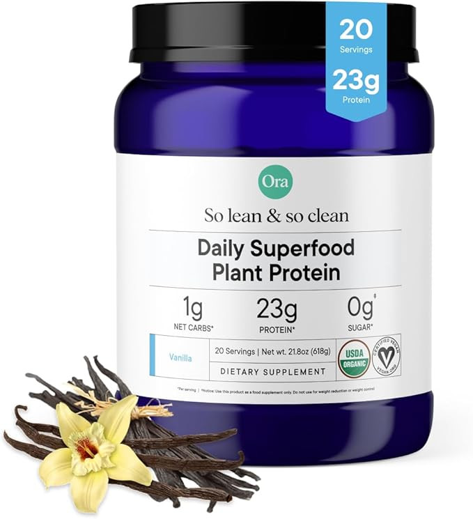 Ora Organic Plant-Based Protein Powder - 23g Protein for Women and Men - Vanilla Flavor 20 Servin... | Amazon (US)