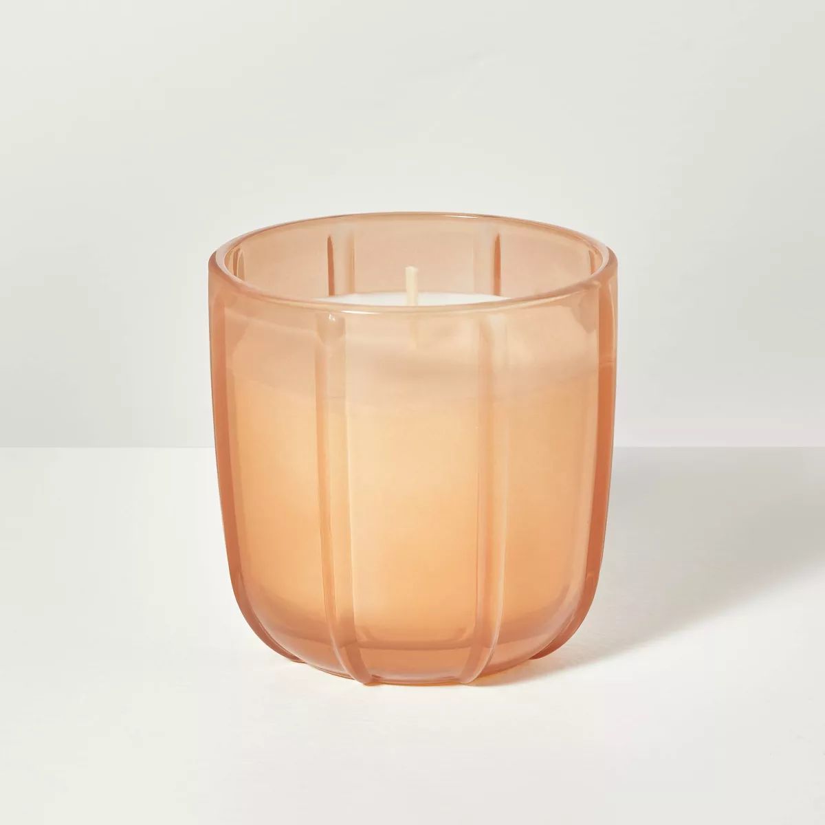 Tinted Glass Sandalwood & Terracotta Ribbed Jar Candle Orange - Hearth & Hand™ with Magnolia | Target
