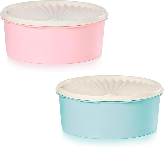 Tupperware Heritage Collection 7.6 Cup Cookie Canister 2 Pack - Vintage Pink & Blue Color, Dishwa... | Amazon (US)