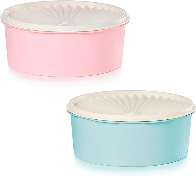 Tupperware Heritage Collection 7.6 Cup Cookie Canister 2 Pack - Vintage Pink & Blue Color, Dishwa... | Amazon (US)