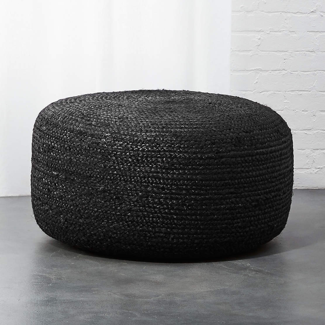 Criss Knit Black Pouf + Reviews | CB2 | CB2