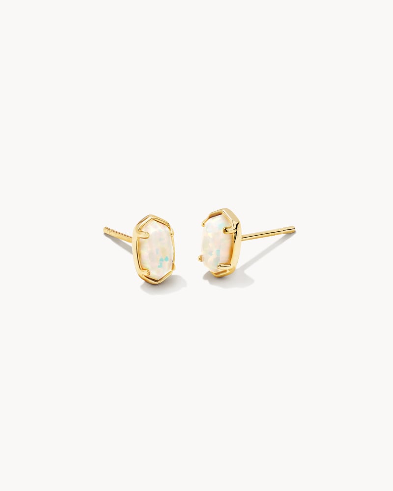 Emilie Gold Stud Earrings in White Kyocera Opal | Kendra Scott | Kendra Scott