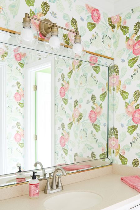 The new 3-light vanity light and floral watercolor wallpaper made all the difference in this girls bathroom makeover! 

#LTKhome #LTKfamily