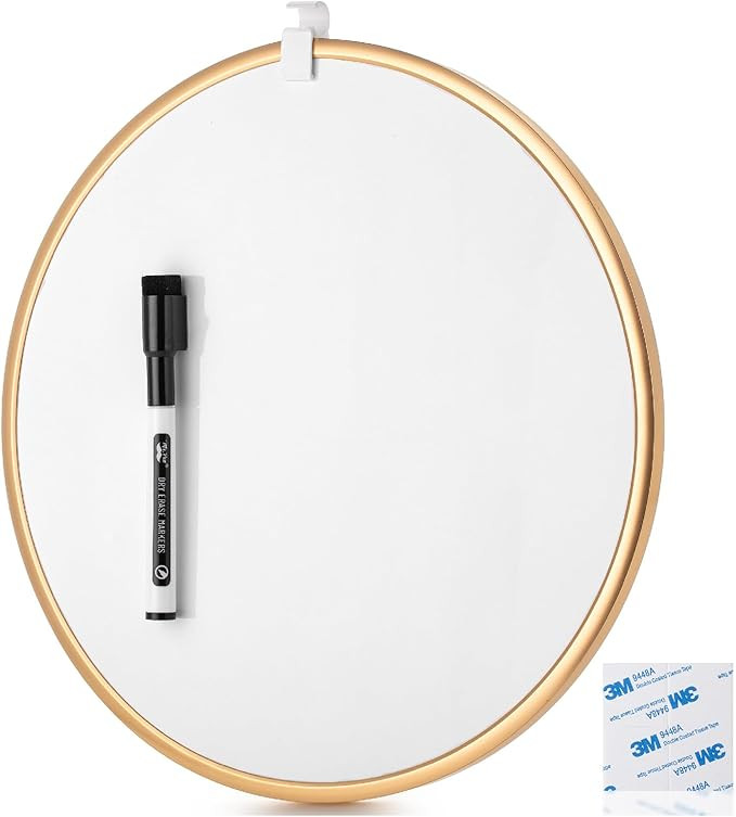 Mr. Pen- Round Dry Erase Board, 11.5” with a Black Dry Erase Marker, Gold Frame, Small White Bo... | Amazon (US)