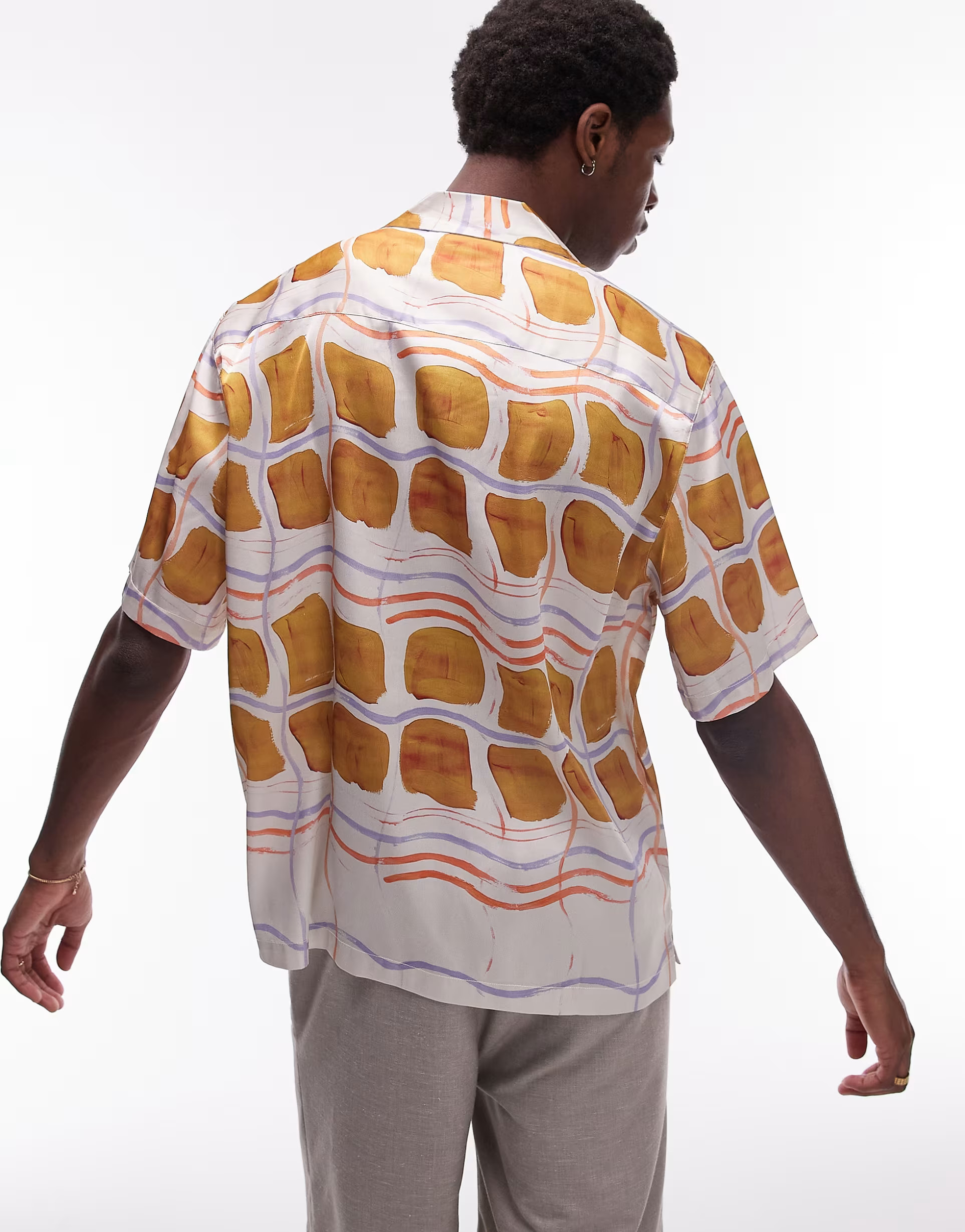 Topman short sleeve tile printed satin shirt in multi | ASOS (Global)