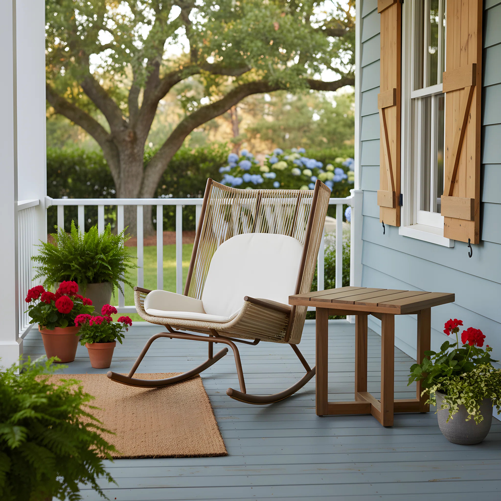 Carolyn Outdoor 2-Piece PE Rattan Conversation Set With Cushions &  Acacia Wood Tabletop | Wayfair North America