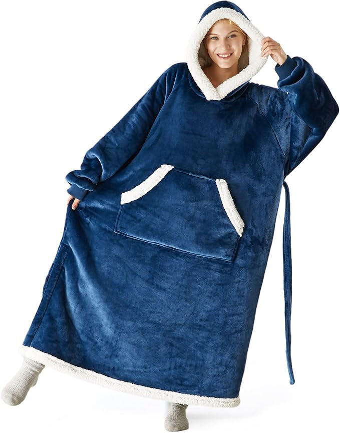Bedsure Wearable Blanket Hoodie - Long-Length Hooded Blanket Sweatshirt for Women Men Tee... | Amazon (US)