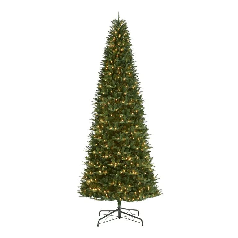 12 ft Pre-Lit Rockford Sure-Lit Pole Slim Pine Christmas Tree, 800 LED, Green, by Holiday Time - ... | Walmart (US)