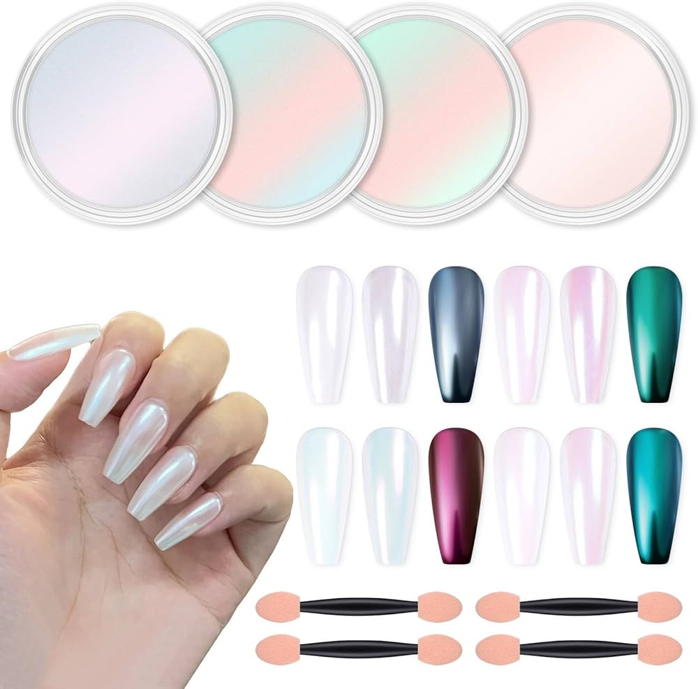 Artdone Chrome Nail Powder Metallic Mirror Glitter Effect Pigment Iridescent Aurora Mermaid Pearl... | Amazon (US)