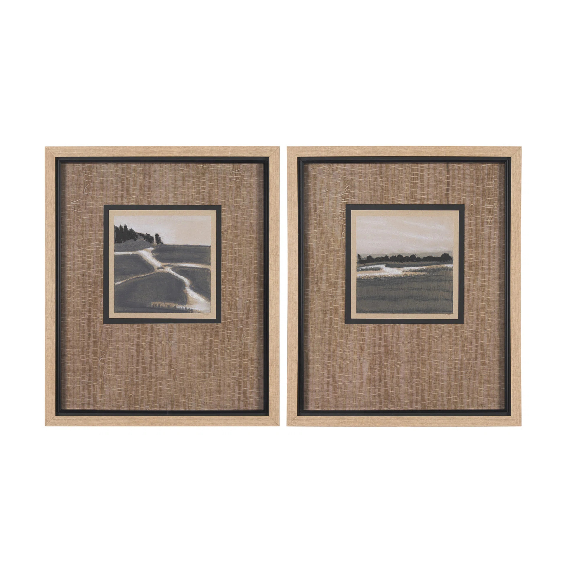 Marshland Shadows (Set Of 2) By Studio A Hand Embellished Framed Art Print Matted Under Glas | Joss & Main