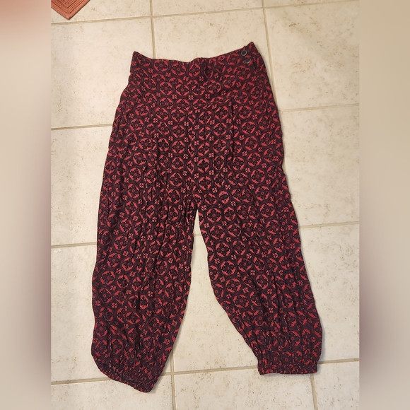 Anthropologie High Waisted Harem Jogger Pants Womens Size M Red Navy Blue | Poshmark