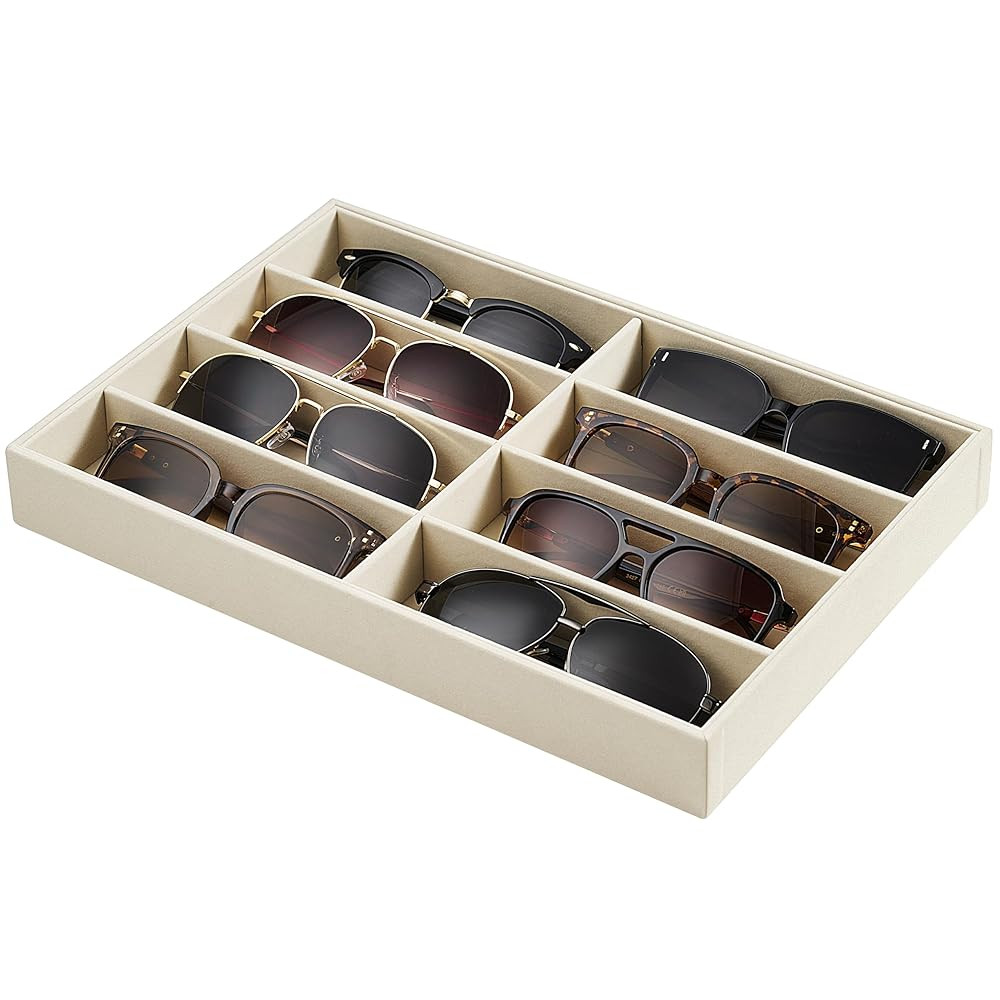 pickpiff Drawer Sunglass Organizer Tray: 8 Grids Velvet Eyeglasses Tray (13.8x9.4x1.6inch) - Beig... | Amazon (US)