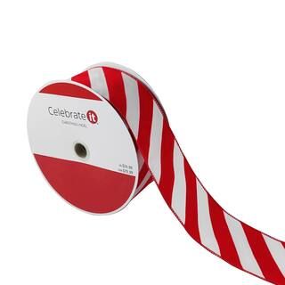 2.5" x 80ft. Wired Candy Striped Ribbon by Celebrate It® Christmas | Michaels | Michaels Stores