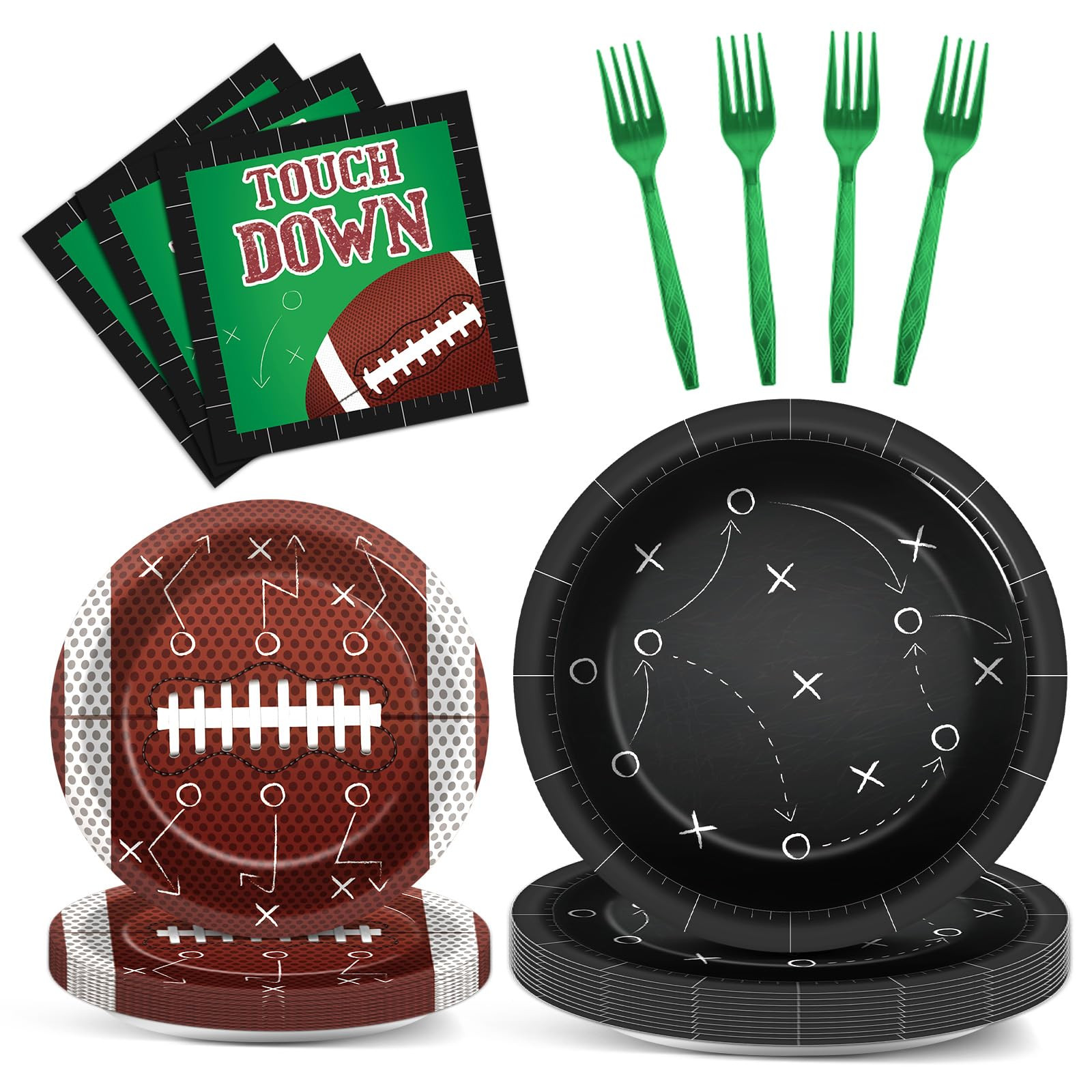 96 PCS Football Party Tableware Sets Touch Down Themed Sports Decoration Set for Tailgate Party F... | Amazon (US)