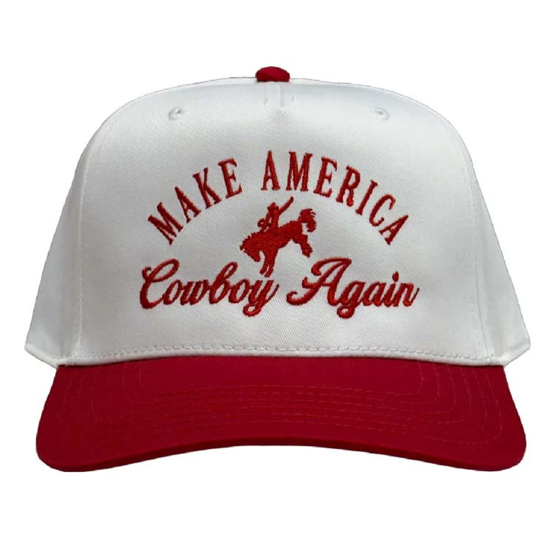 Make America Cowboy Again white/Red Trucker Hat, Country Concert Hat, Embroidered Hat, Trendy Tru... | Etsy (US)