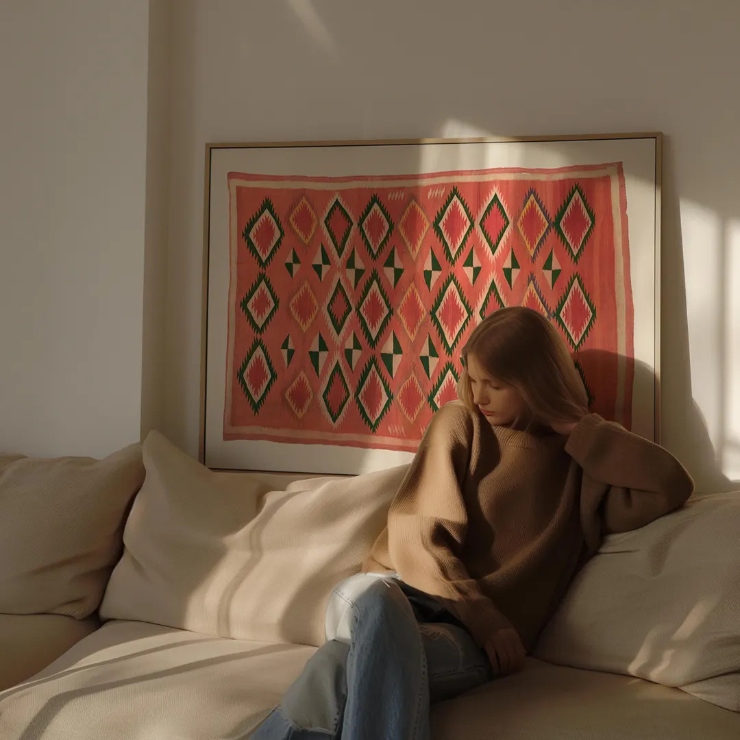 Folk Textile Wall Art Print | FRAME Option | Giclee Print – Boho Diamond Pattern Poster, Vintag... | Etsy (US)