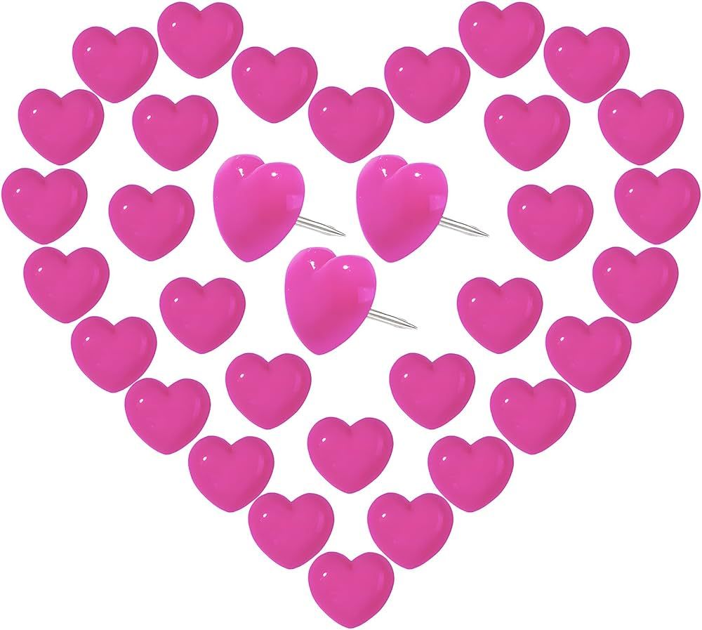 VAPKER Love Heart Push Pins 150Pcs Hot Pink Thumb Tacks Drawing Pins Cute Plastic Pushpins Decora... | Amazon (US)