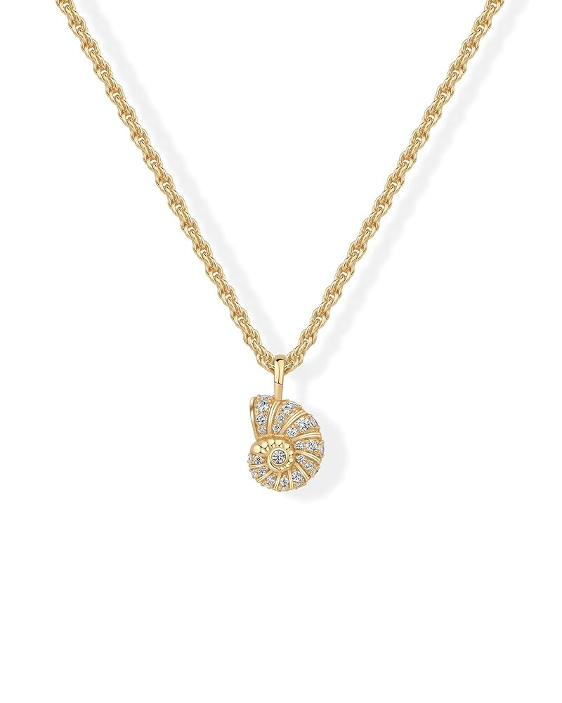 PAVOI 14K Gold Plated Dainty Statement Pendant Necklaces for Women - Hammered Circle Beachy Summe... | Amazon (US)