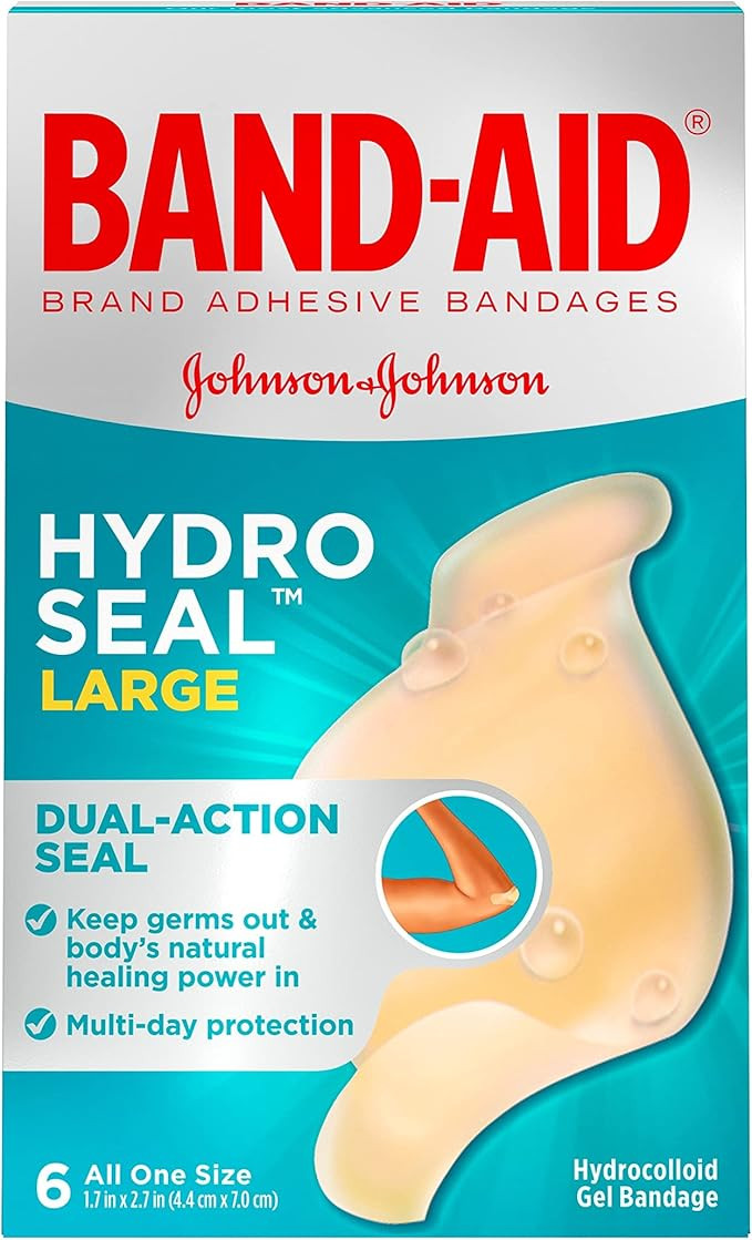Band-Aid Brand Hydro Seal Large Waterproof Adhesive Bandages for Wound Care and Blisters, 6 ct | Amazon (US)