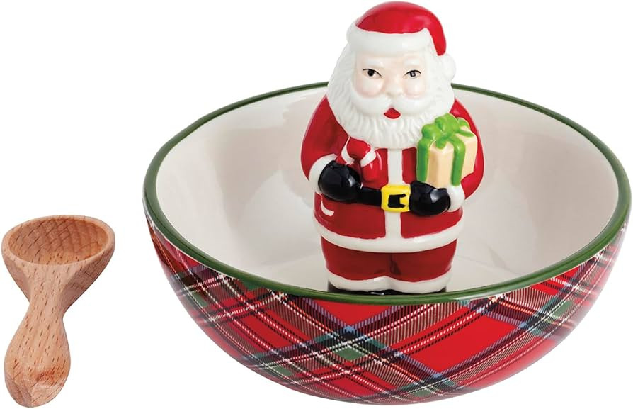 Mud Pie Christmas Santa Tartan Candy Dish Set | Amazon (US)