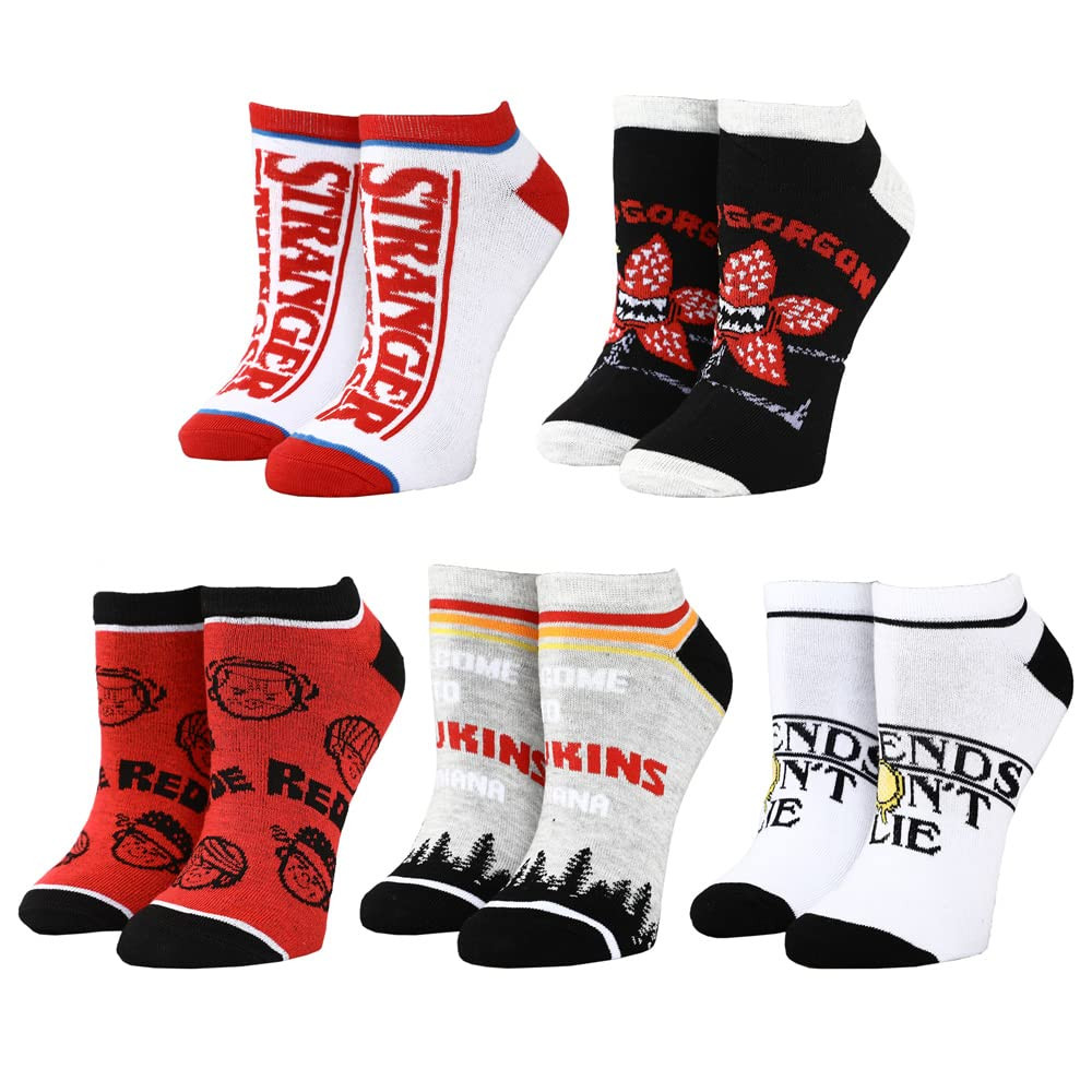 Bioworld Stranger Things Logos Casual Ankle Socks for Men 5-Pack | Amazon (US)
