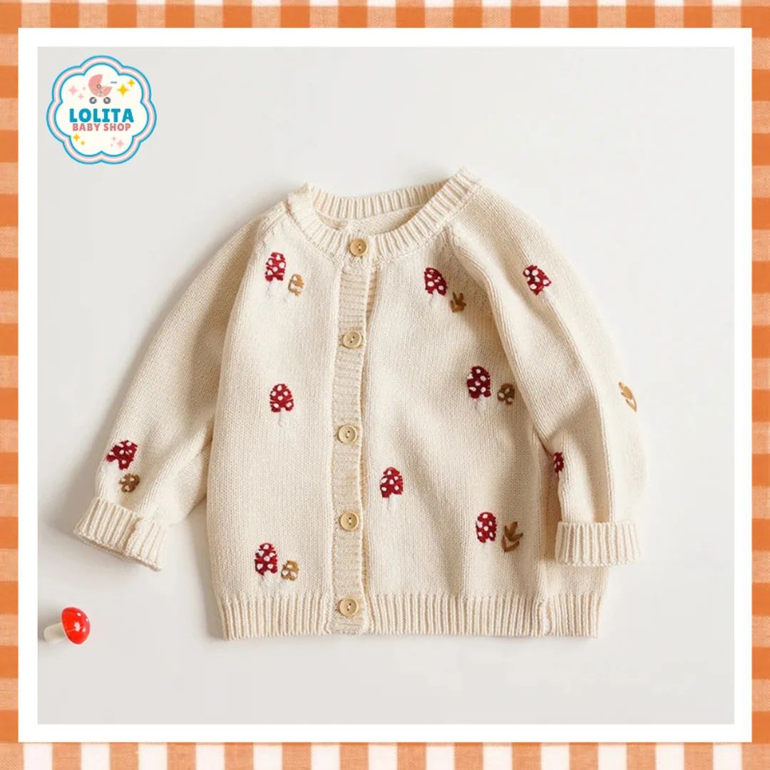 Warm Soft 100% Children Cardigan Cute Knitted Mushroom - Etsy | Etsy (US)