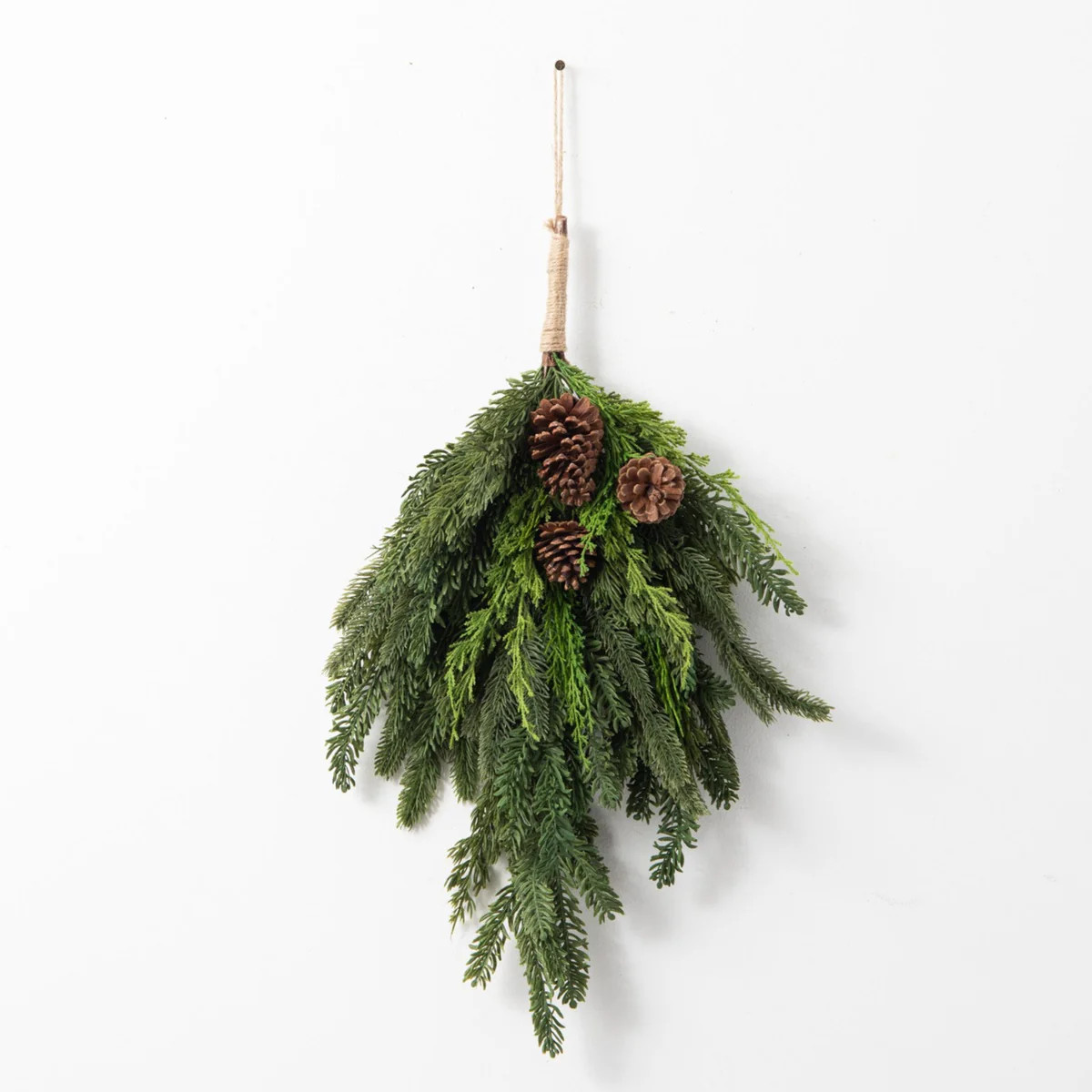 Real Touch Cedar, Fraser Fir, & Pinecone Teardrop Christmas Holiday Swag - Single or Set of 2 | Darby Creek Trading