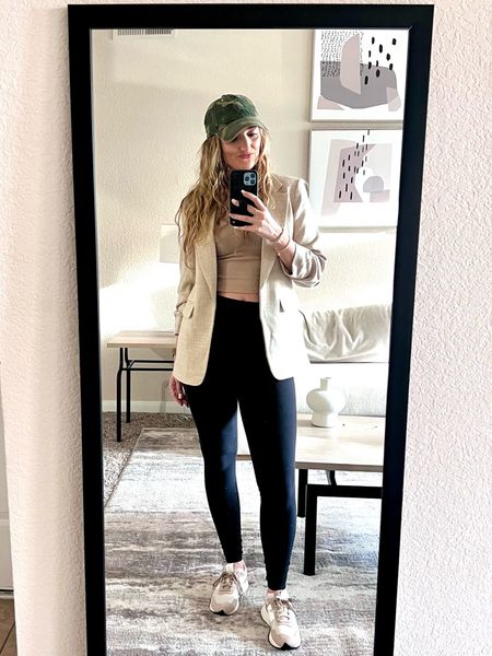 I love the dressy & casual combo look!

Blazer / outfit inspo / outfit idea / casual outfit / lululemon / H&M / leggings outfit / outfit with hat / outfit for running errands / outfit inspiration / new balance shoes / off white tennis shoes / beige tennis shoes / cream tennis shoes / outfit with leggings 

#LTKstyletip #LTKworkwear #LTKfindsunder100