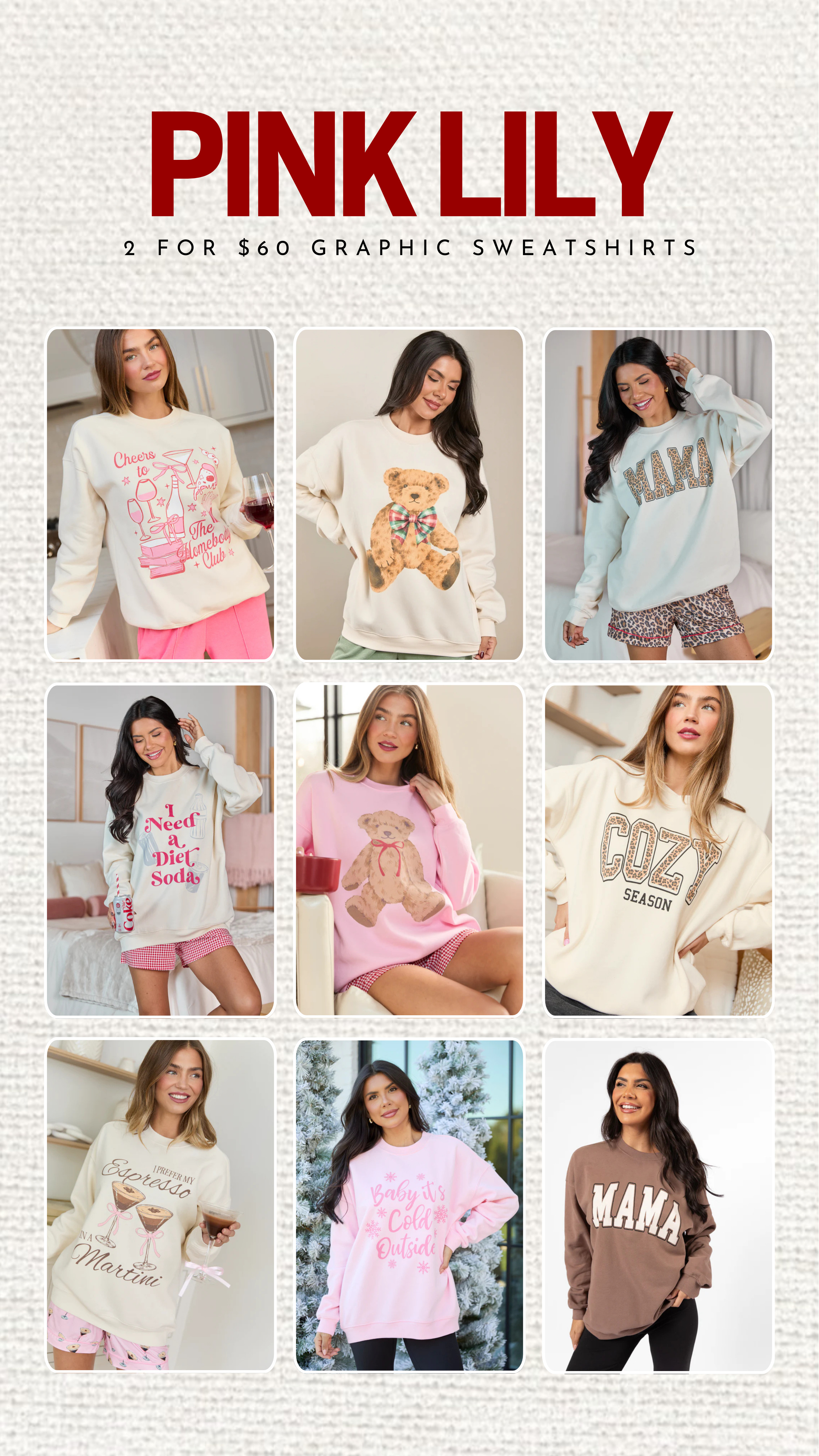 pink lily 2 for $60 graphic sweatshirts!

graphic sweatshirts, on sale, sweaters 

 #LTKGiftGuide #LTKHoliday