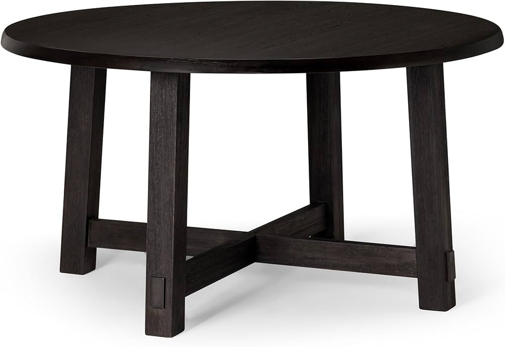 Maven Lane Sasha Round Wooden Dining Table in Weathered Black Finish | Amazon (US)