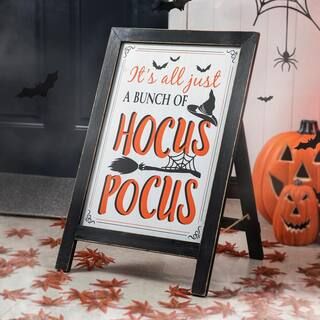 Glitzhome 24 in. H Halloween Wooden Sanding Easel Sign Decor or Hanging Decor (2-Function) 200630... | The Home Depot