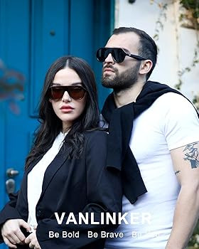 VANLINKER Retro Aviator Polarized Sunglasses for Men Women Trendy 70s Vintage Plastic Frame Sun G... | Amazon (US)