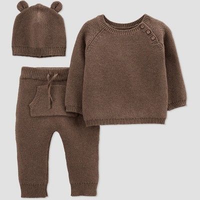 Baby Boys' 3pc Sweater Top & Bottom Set - Just One You® made by carter's Brown | Target