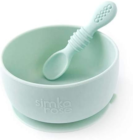 Simka Rose Silicone Baby Bowl with Spoon Set for Baby and Toddler - Baby Led Weaning Supplies - B... | Amazon (US)